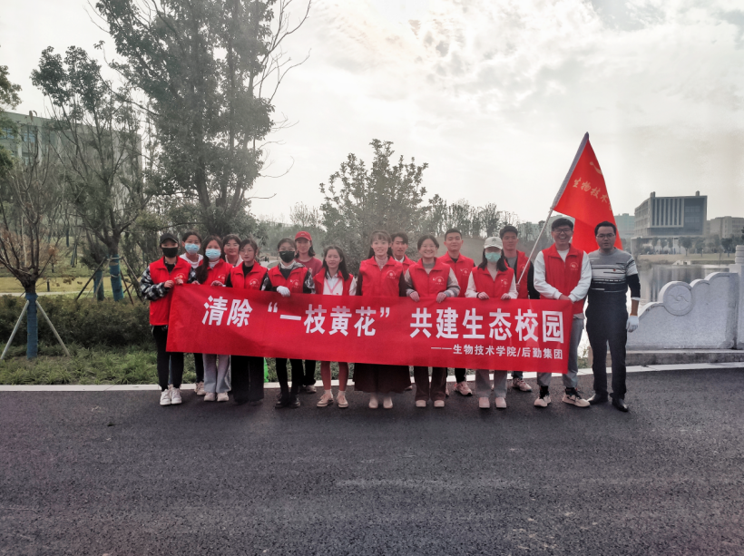 生技学院联合后勤集团开展“清除一支黄花 共建生态校园”主题党日活动